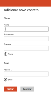 novo contato - hotmail